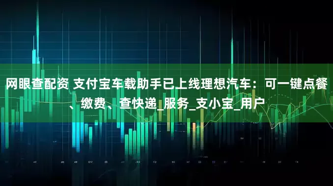 网眼查配资 支付宝车载助手已上线理想汽车：可一键点餐、缴费、查快递_服务_支小宝_用户