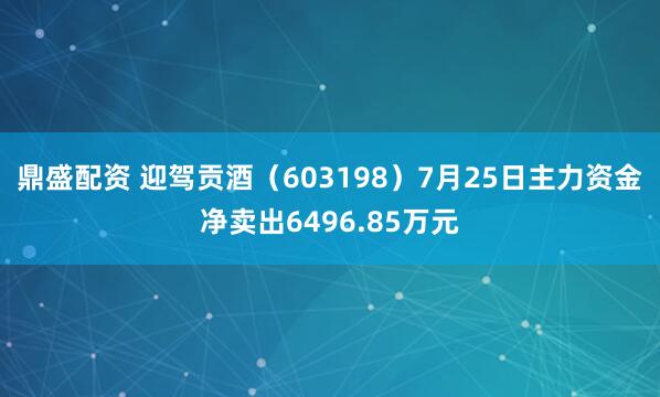 鼎盛配资 迎驾贡酒（603198）7月25日主力资金净卖出6496.85万元